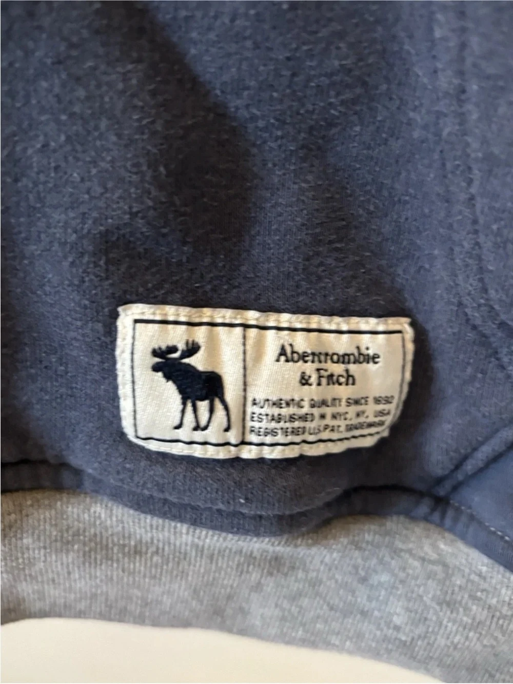 Abercrombie Kids Gray Navy Colorblock Cotton Blend Pullover Hoodie Preppy
